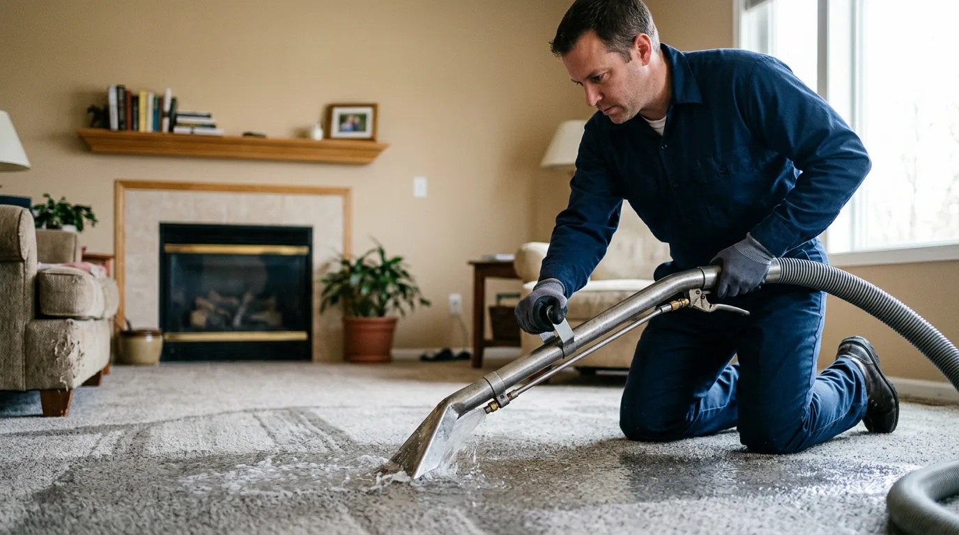 Water damage restoration technician working near Richford, VT